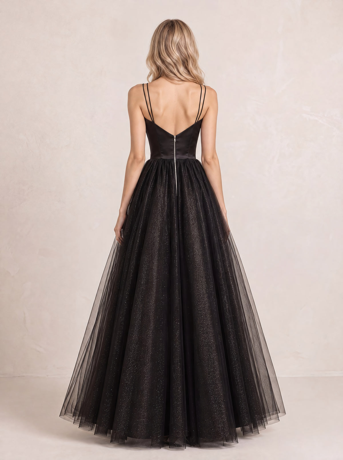Double-strap A-line long dress