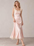 Vintage Lace Satin Long Dress
