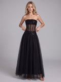 Noir Sheer Tulle Long Dress