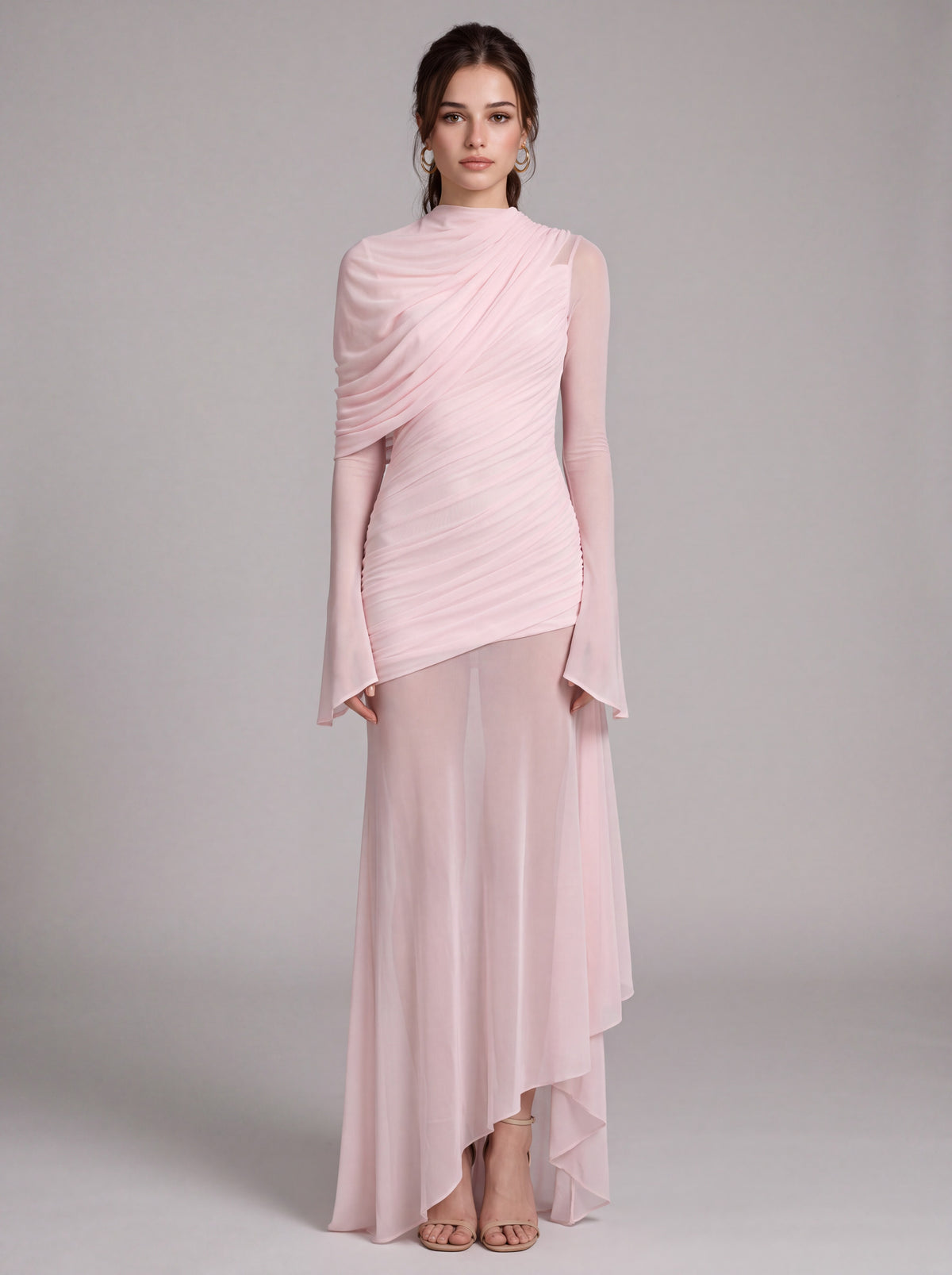 Rose Veil Drape Long Dress