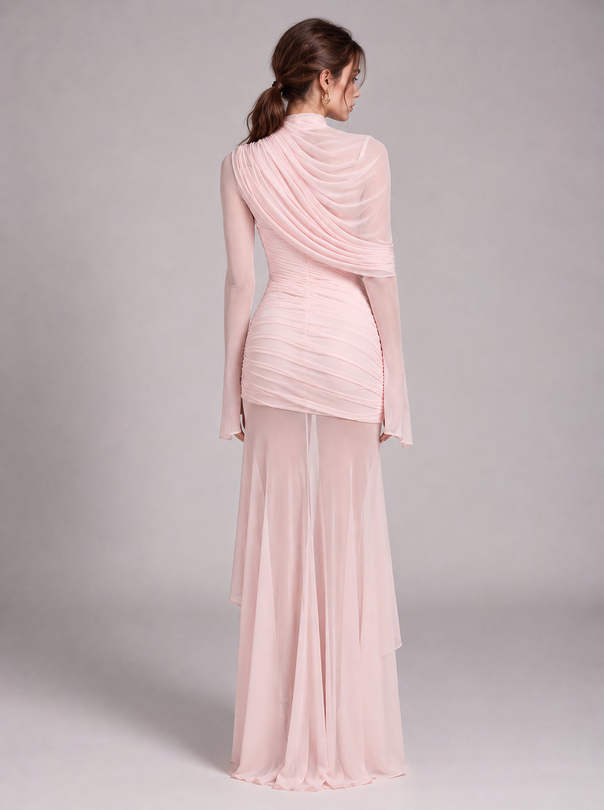 Rose Veil Drape Long Dress