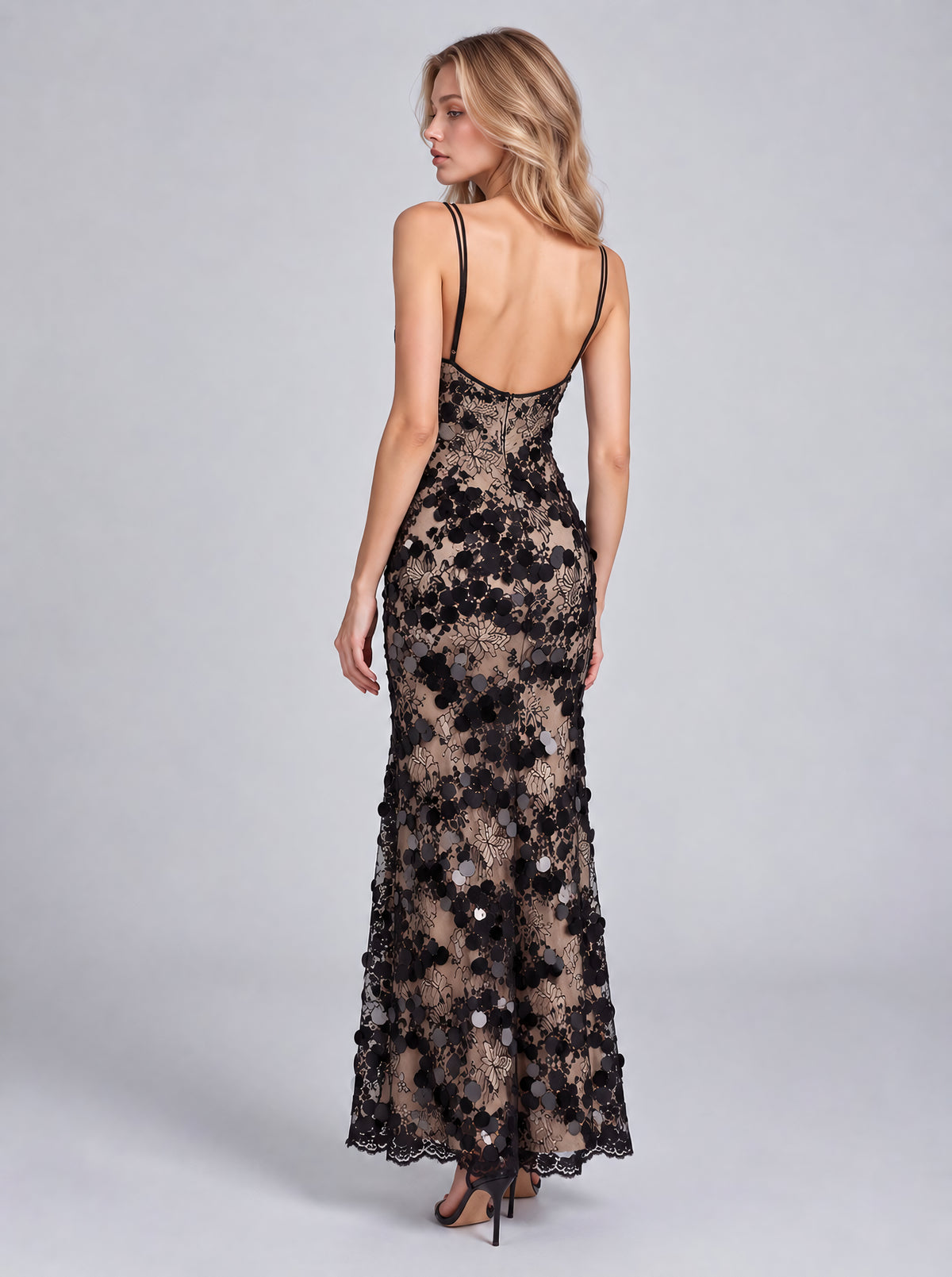Sequin lace camisole long dress