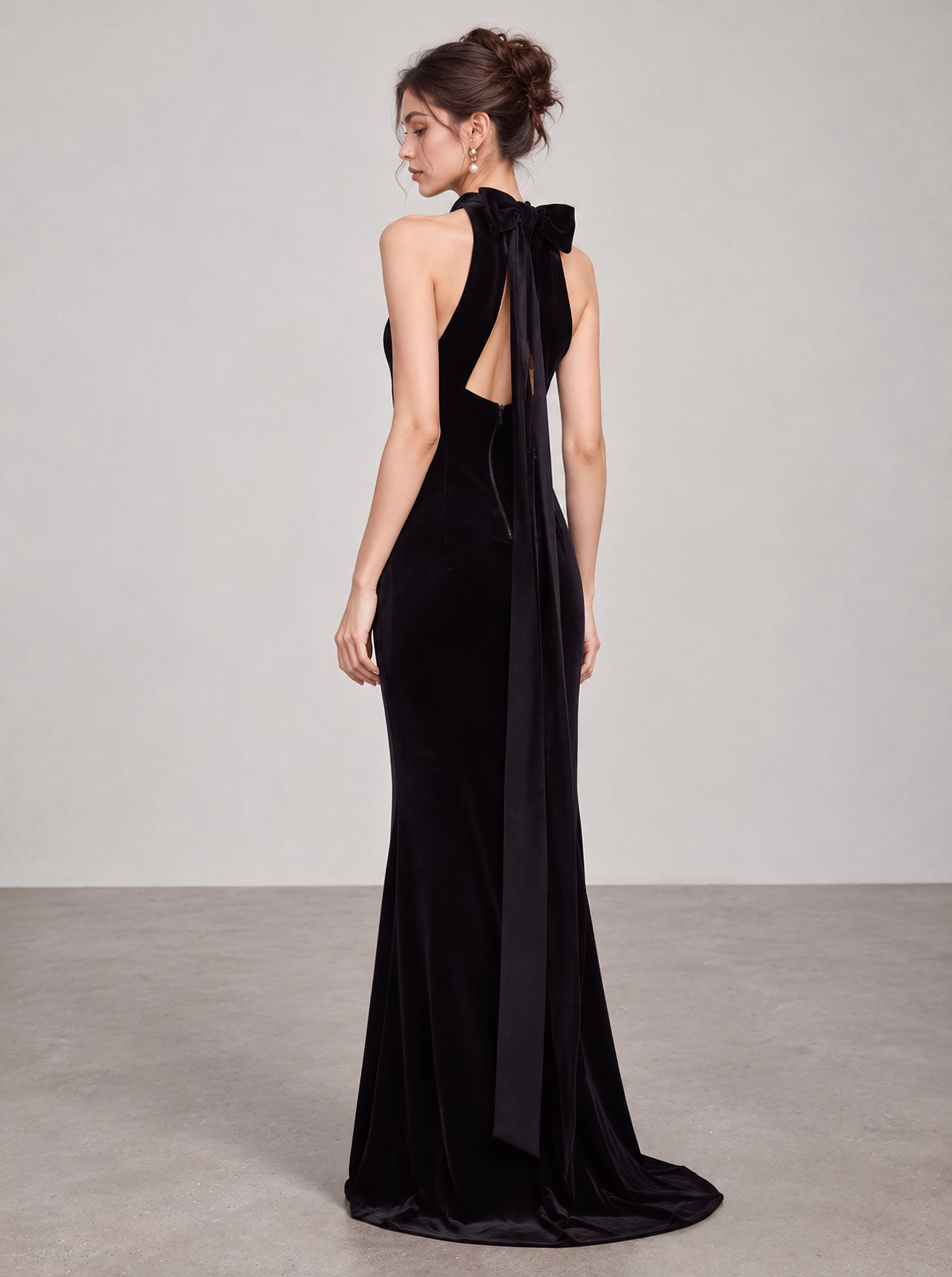 Ribbon halterneck long dress