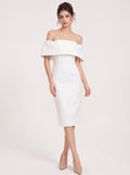 Off-shoulder frill midi dress