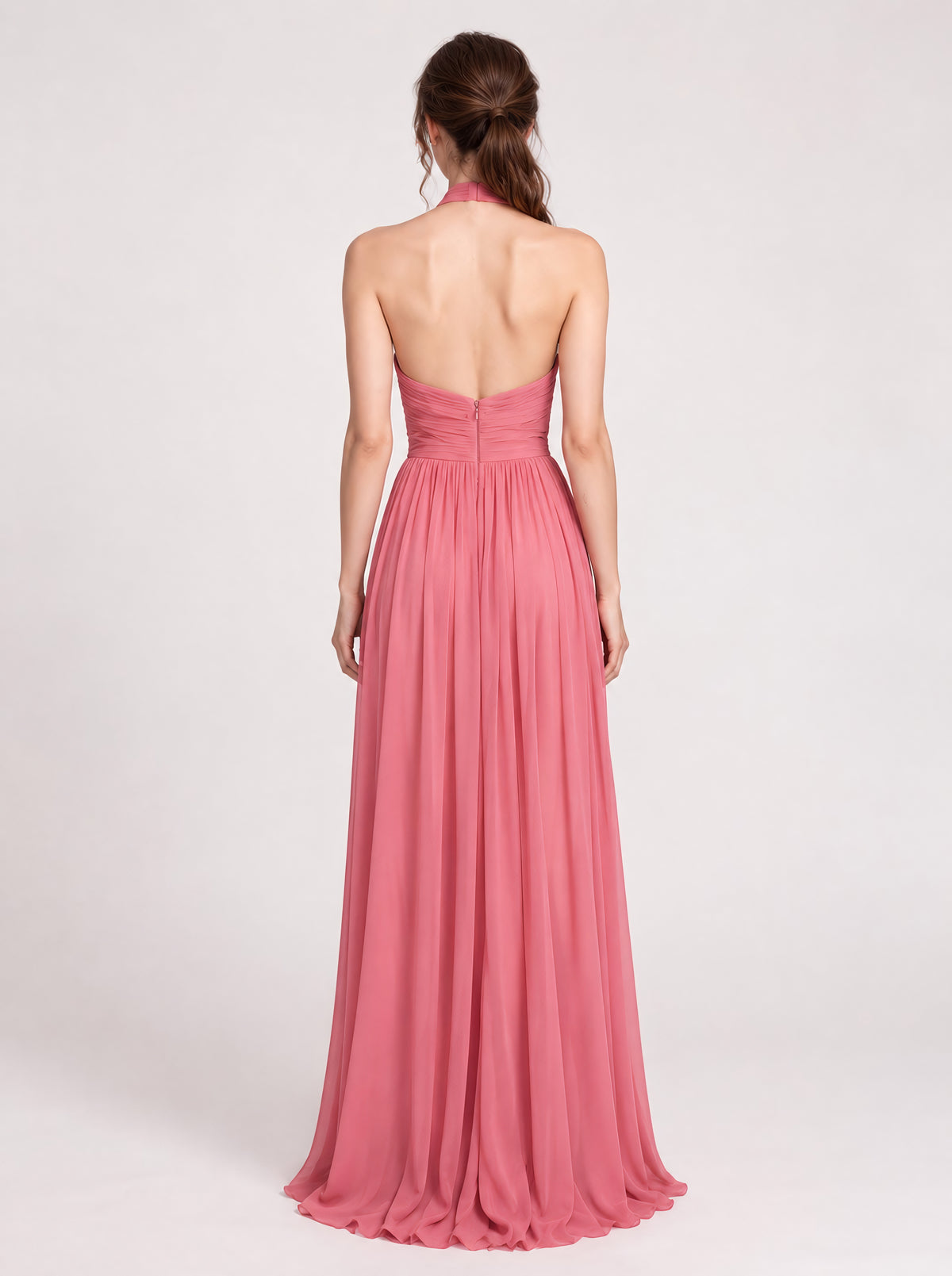 Halter slit drape long dress