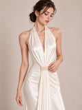 Pearl Halter Drape Dress