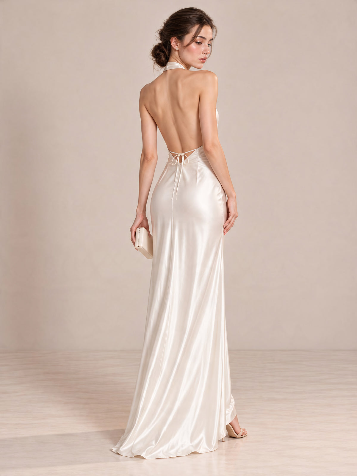 Pearl Halter Drape Dress