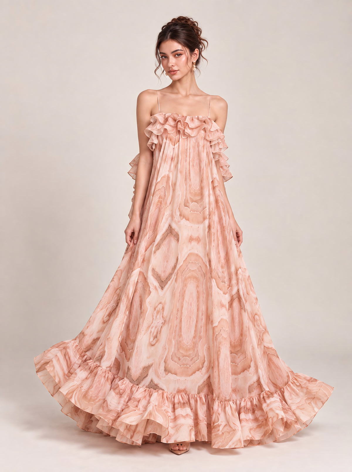 Champagne Rose Flower Volume Dress