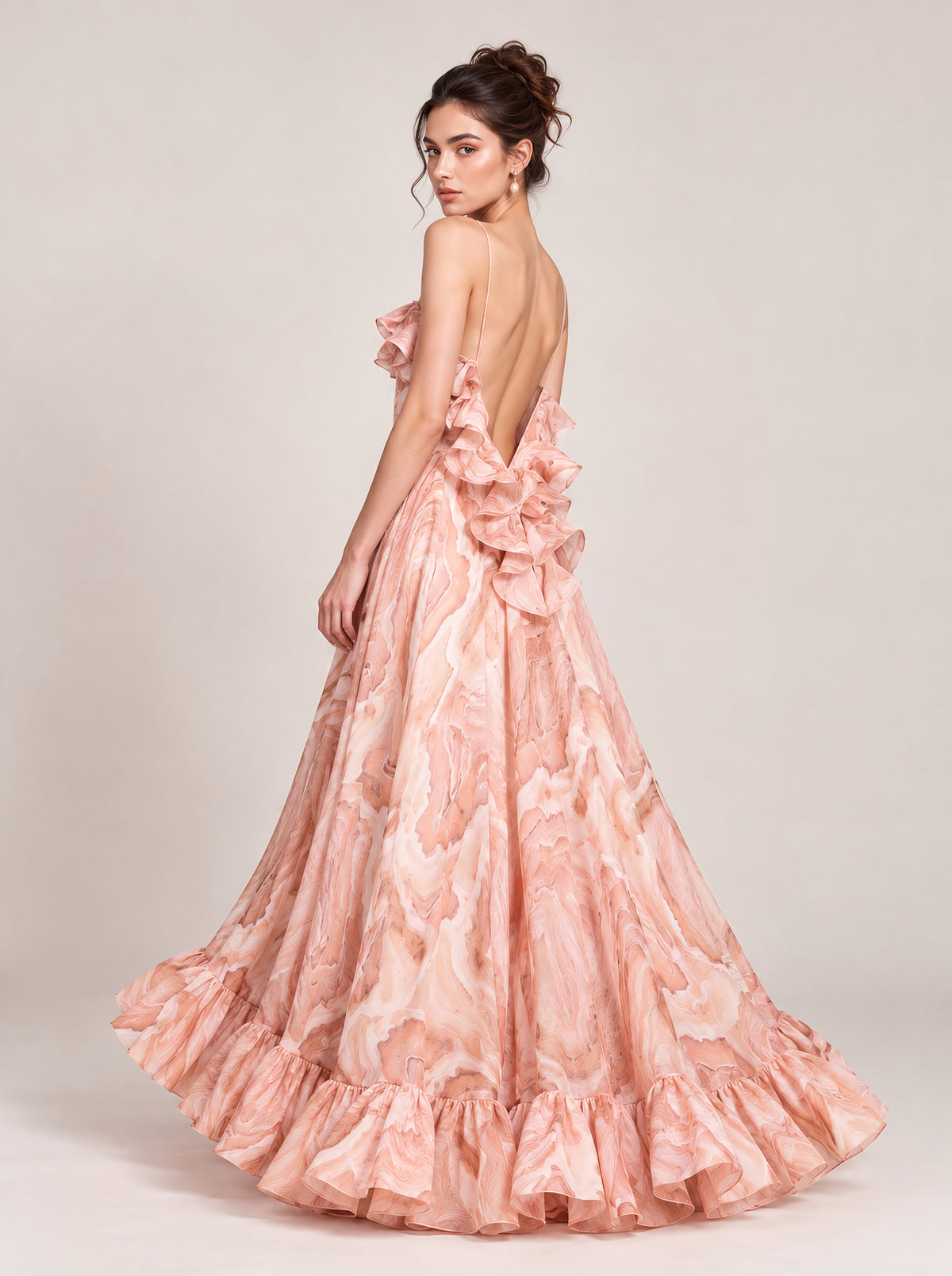Champagne Rose Flower Volume Dress