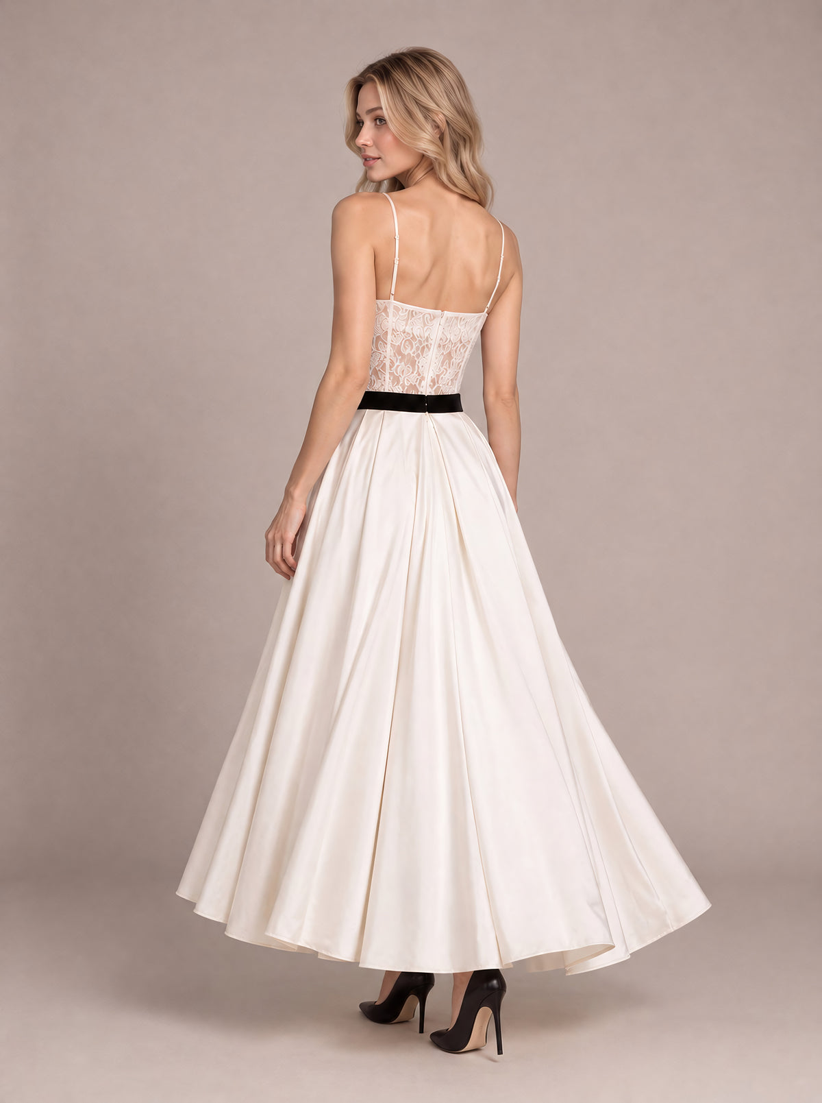 Black Ribbon Lace Long Dress